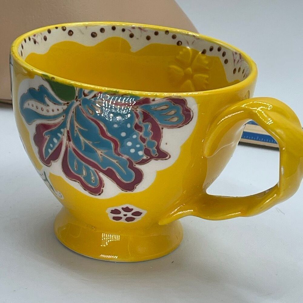 Dutch Wax handpainted ceramic 16 ounce mug